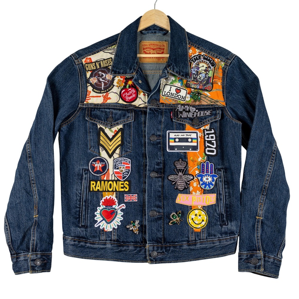 Vintage Levi's‎ Patched Denim Jacket S Authentic 70s-90s Patches Guns N Roses